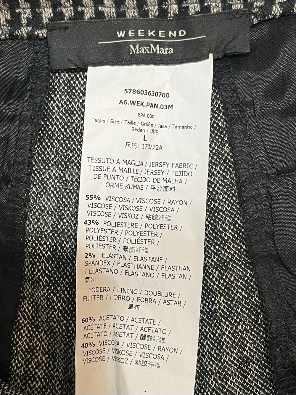 MaxMara Weekend Women’s Black and White Houndstooth Dress Pants - Picture 5 of 5